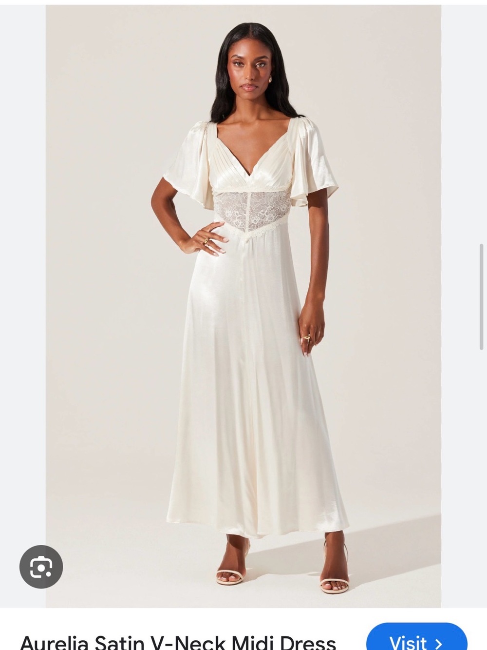 Astr Aurelia Cream Satin V-Neck Maxi Dress
